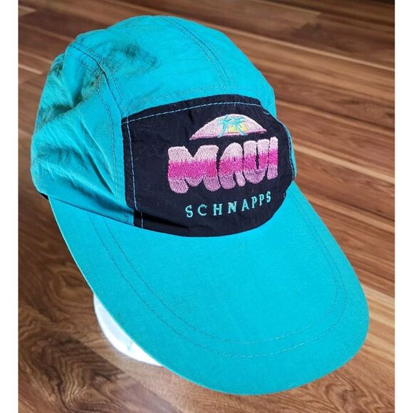 Vintage‎ 90s Maui Schnapps Adjustable Cap Teal  Retro Fresh Prince 100% Nylon - Picture 1 of 11